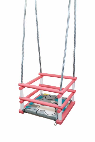 Wooden swing with pastel cushion new