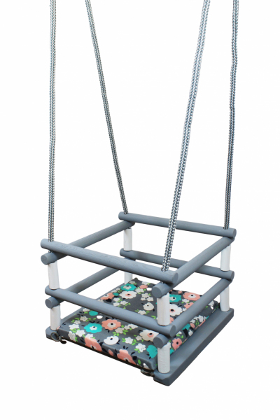 Wooden swing with pastel cushion new