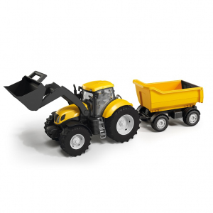 1193 Traktor żółty Adriatic z łyżką i wywrotką w pudełku