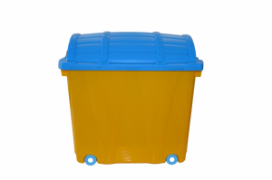 Kufer plastikowy wysoki żółty - 7062 (żółty, pokrywka niebieska)