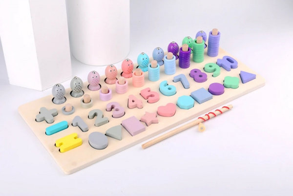Magnetyczna układanka Montessori pastelowa