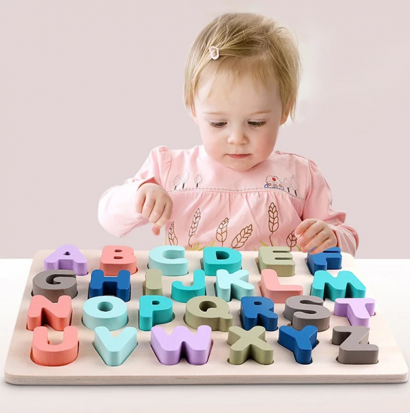 Układanka drewniania - ALFABET litery DUŻE Układanka drewniania - ALFABET litery DUŻE